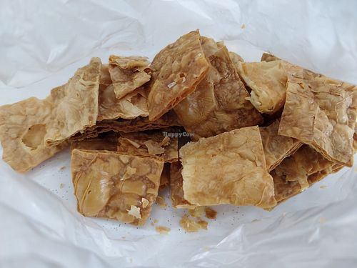 Fried goose at ZhenSu Vegetarian 珍素云吞面 in West Singapore