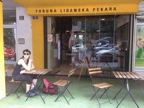 The view from the pavement  at Furuna Libanska Pekara in Belgrade