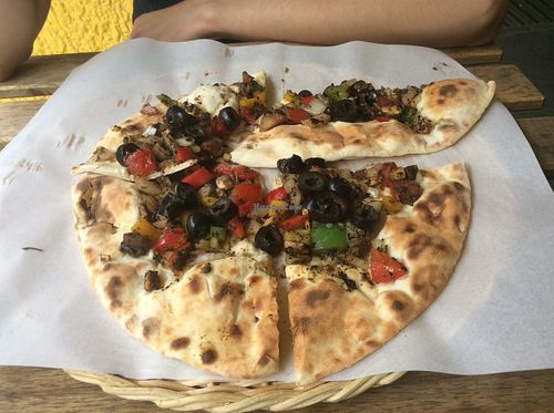 One of the vegan options a quick tasty snack for about 3 euro. at Furuna Libanska Pekara in Belgrade