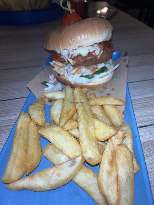 vegan “chicken” burger  at Sunshine Beach SLSC in Sunshine Beach