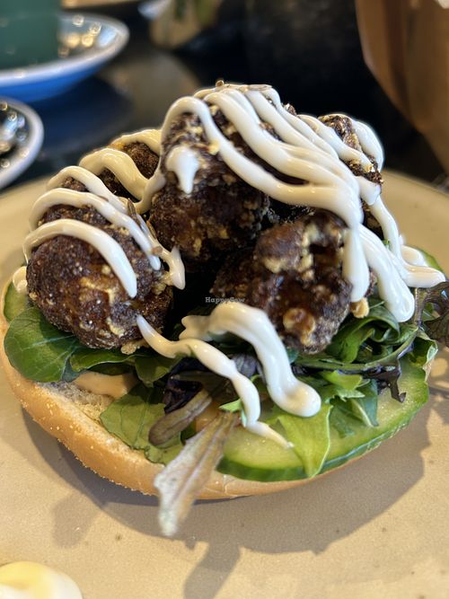 Curried cauliflower bagel  at Get Fixed Bicycle Cafè in Porirua