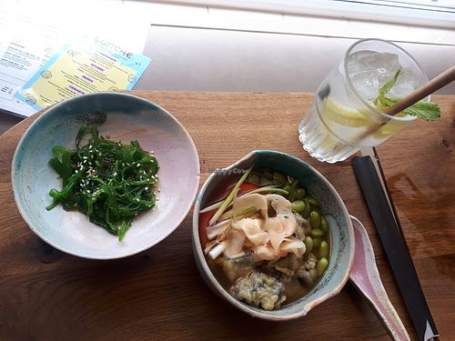 Lunch menu Wednesday plus Sushi (next pic) at Cudo Vegan Sushi in Poznan