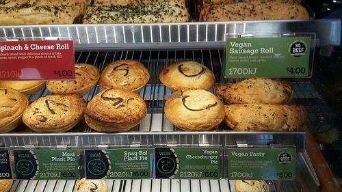 Vegan selection at United Petroleum - Pie Face in Warwick