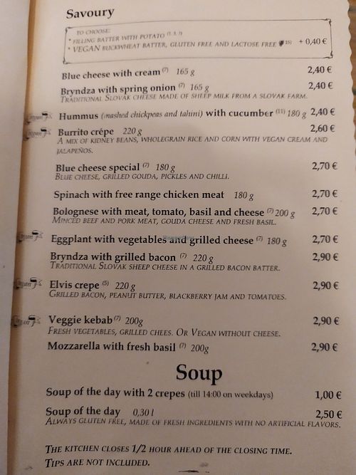 Menù 🧾 at Funki Punki in Bratislava