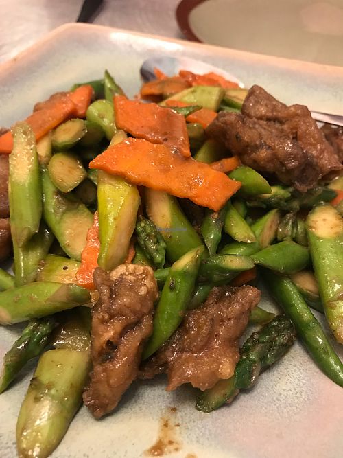 Carved mushrooms with Asparagus  at The Vegetable Garden in Silver Spring
