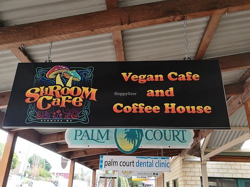 Shroom Cafe sign at Shroom Cafe in Denmark