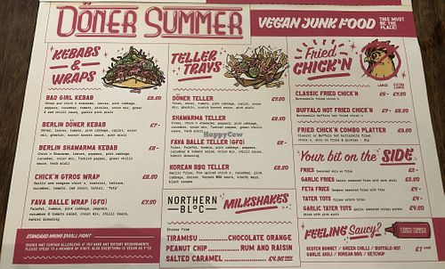 Diverse menu  at Döner Summer in Leeds