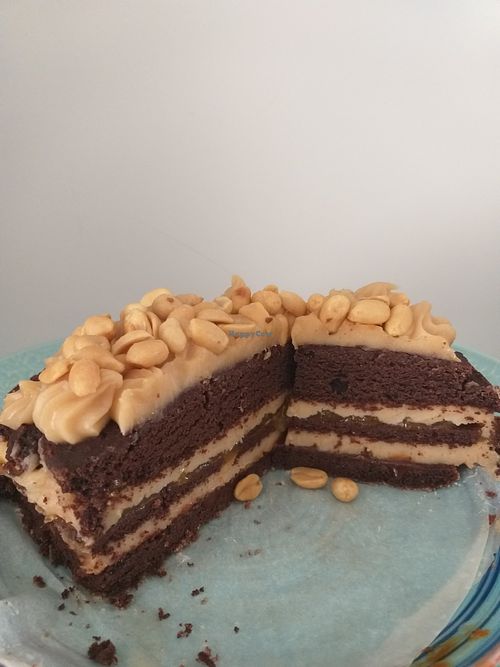 Peanut chocolat cake vegan gluten free at Vegantisch  in Alicante
