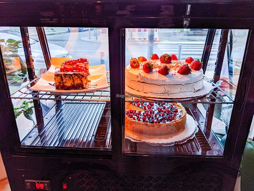 Dessert display case at Veganaa at Veganaa in Berlin