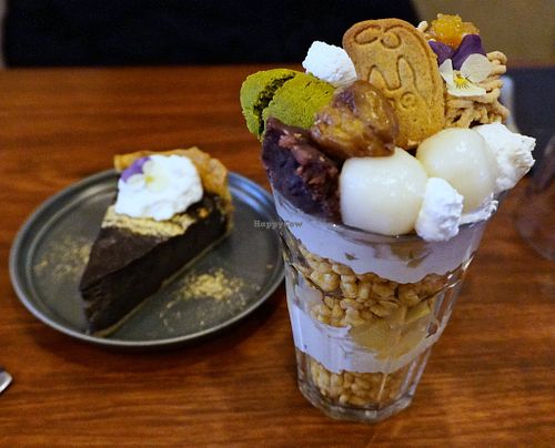 Chestnut Parfait + Black Sesame Flan at Mori Cafe in Paris