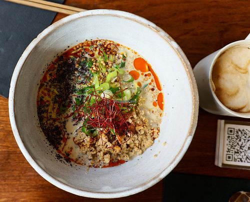Tantanmen + Hojicha Latte at Mori Cafe in Paris
