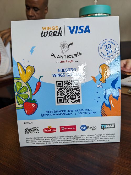 Wings week promo at Planticeria in Panama City