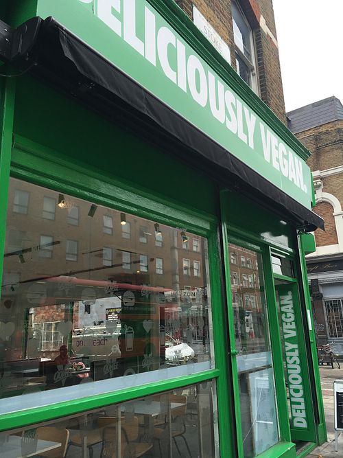 outside at Oowee Vegan in North London