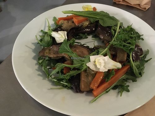 Roasted carrots and eggplant with rucula and miso dressing  at Damas in Lisbon