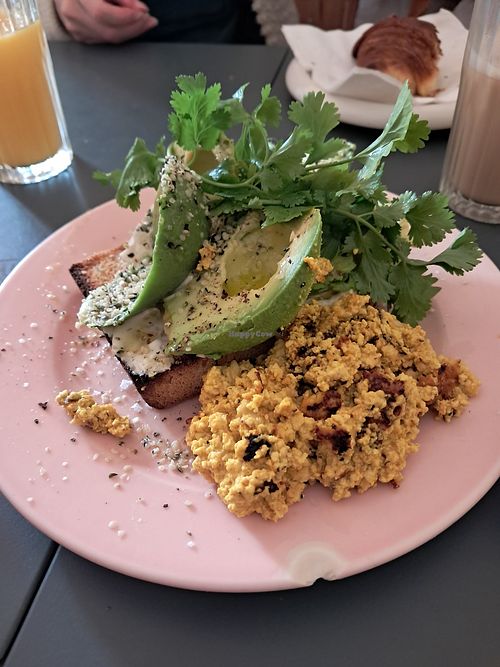 Avocado levain with tofu scramble at À la Lo in Stockholm