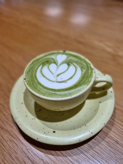 Matcha latte soy milk at Yellow Lane Cafe in Bangkok