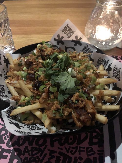 Vegan ribs and fries  at Vegan Junk Food Bar - El Born in Barcelona