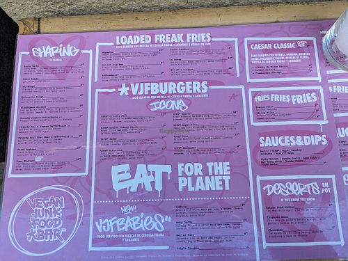 Menu at Vegan Junk Food Bar - El Born in Barcelona