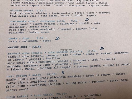 marked vegan options  at Gostilna Vida in Ljubljana