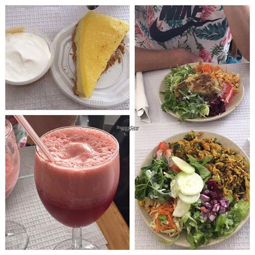 Two dishes, some fresh juice and dessert - 19€!! :) at Vegetarianus in Portimao