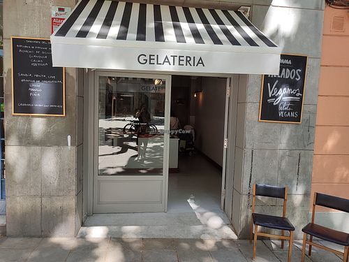 Outside at AMMA Gelato in Barcelona