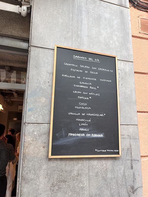 Menu of the dayy  at AMMA Gelato in Barcelona