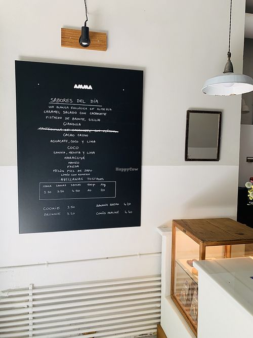 Menu  at AMMA Gelato in Barcelona