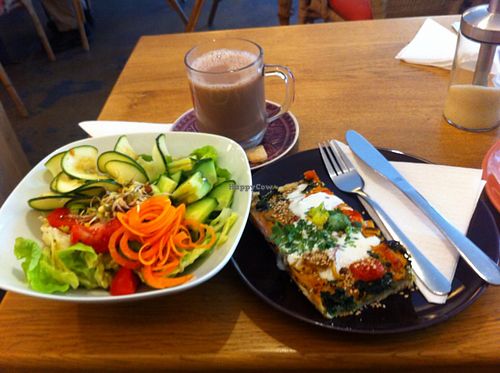 vegan quiche with salad bowl at Golden Temple Teehaus in Hamburg