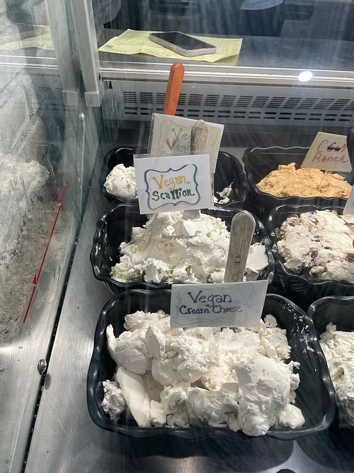 Vegan cream cheeze flavors  at The Bagel Nook in Princeton