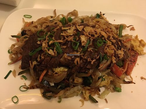 noodles with fried seitan at Loving Hut in Hannover