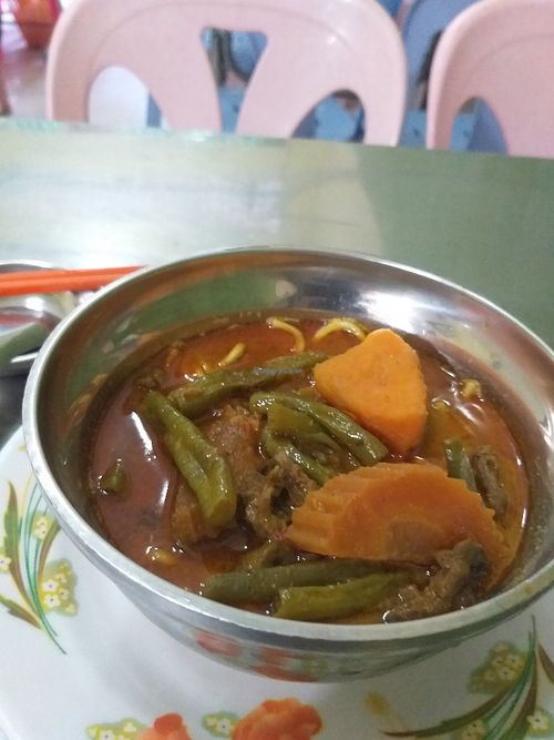 Mushroom veg curry with noodles at Vegetarian Food in Phnom Penh