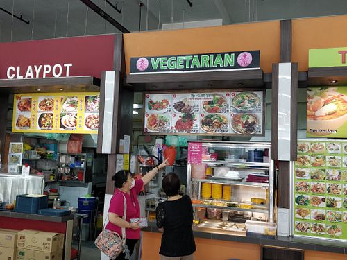 Stall front at Pure Heart Delights 净心素食 in West Singapore