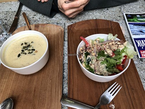 The Weekly Soup and mini salad.  at Mama  in Reykjavik