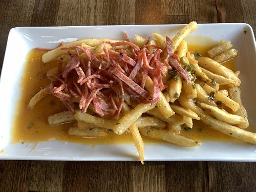 Cheeze fries with bak’n at Cafe Organix in San Bernardino