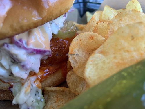 Buffalo chicken sandwich at Cafe Organix in San Bernardino