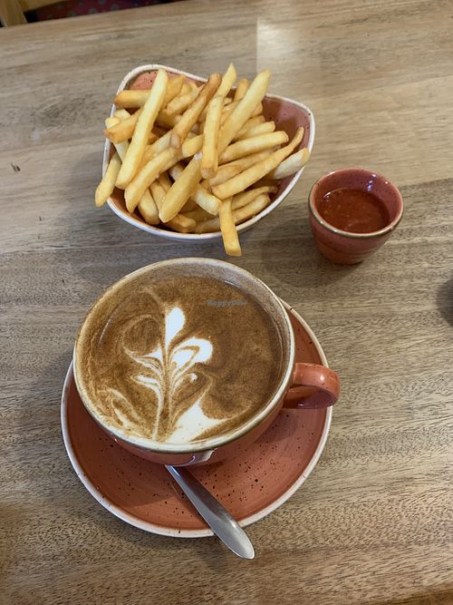 Coconut chai & chips  at Thrive in Cambridge