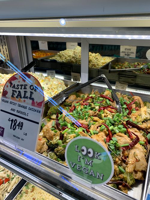 Delicious vegan orange chicken! at Central Market in Southlake