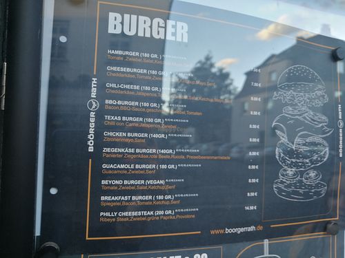 Burger menu at Böörger Rath in Cologne