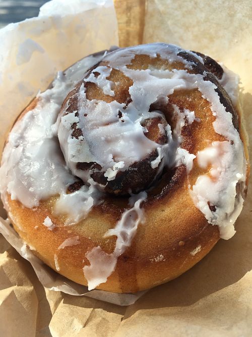 Cinnamon roll. So fresh some of the icing was lost to the wax paper. Otherwise it was delicious ! at Viridis Cafe in Pittsburgh