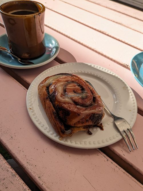 Vegan Cinnamon Roll at Third Wheel Coffee Co in Paihia