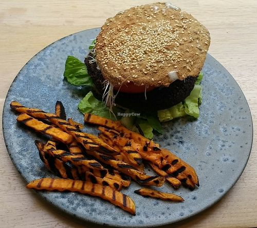 Vegan Burger & Yam Fries  at 42°Raw in Copenhagen