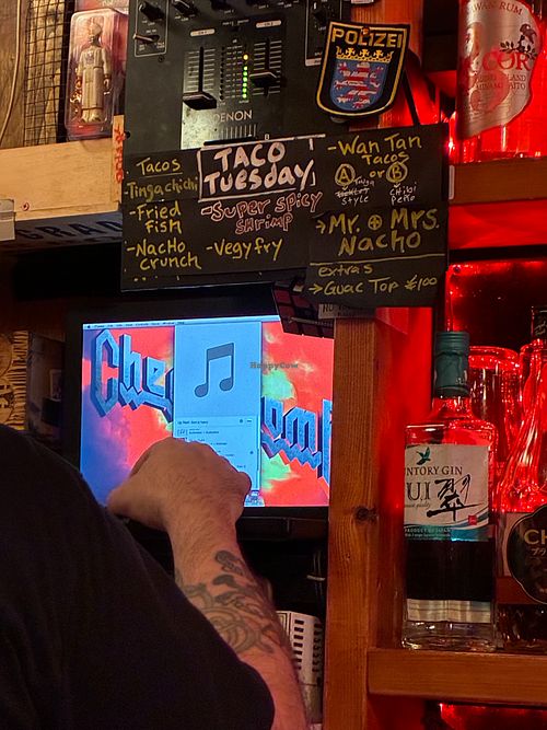 Taco menu at Rock Bar Cherry Bomb in Osaka