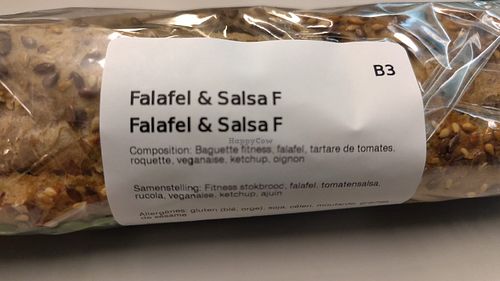 Falafel and salsa sandwich  at Panos in Brussels