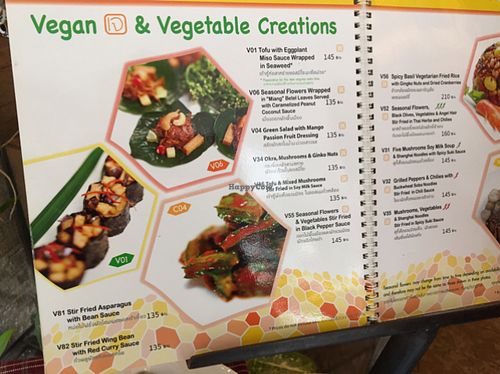 The vegan part of the menu at Bug and Bee in Bangkok