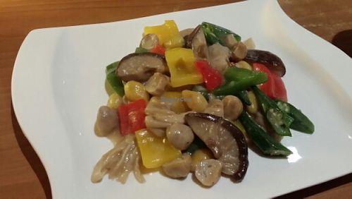 okra mushroom and gingko nuts at Bug and Bee in Bangkok