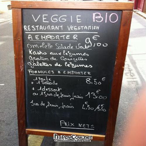 The daily special (only in French..) at Veggie in Paris