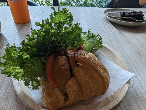 Vegan sausage croissant at VIBE Coffee & Plant-Based Food in Bangkok