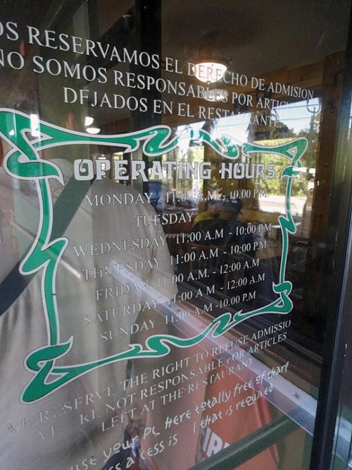 Opening hours at Lolita's Mexican Restaurant in Luquillo