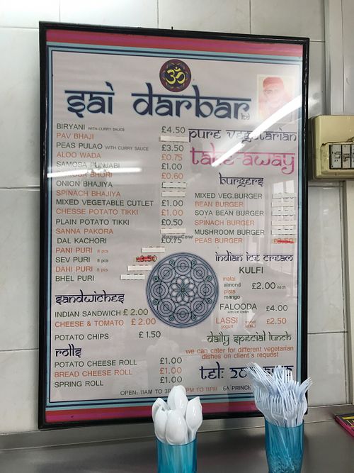 Full menu at Sai Darbar in 