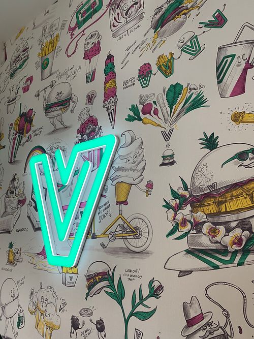 Fun interior design  at V Burger in Calgary